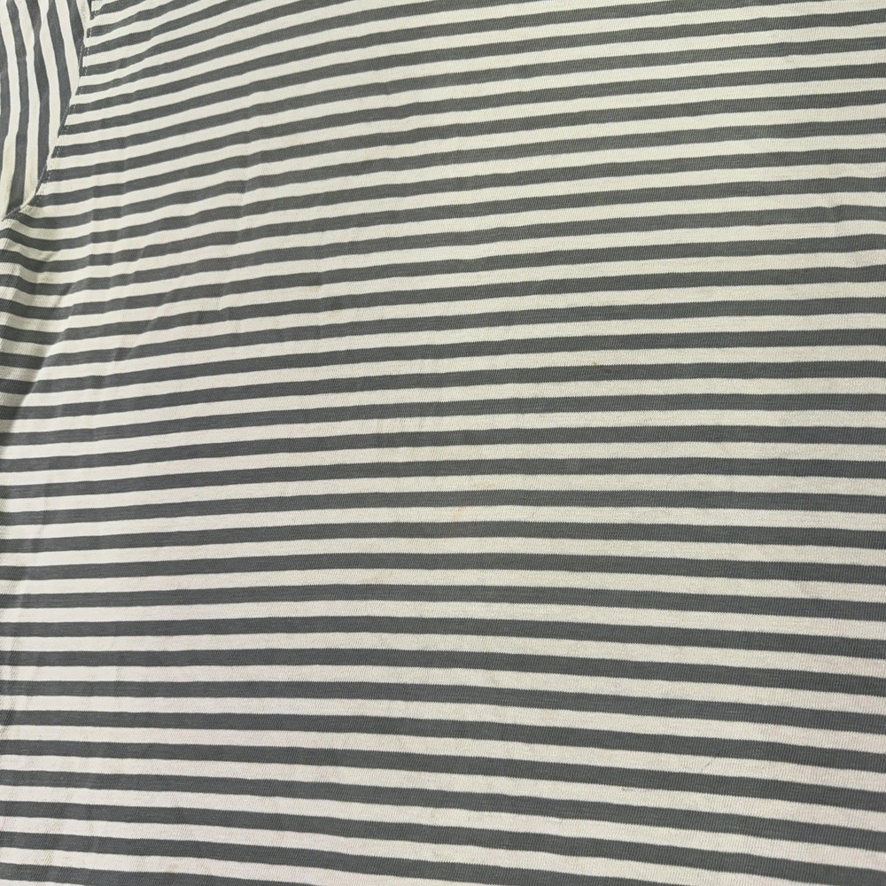 Vintage Dockers Shirt Womens 1X Beige Striped Short Sleeve Crew Neck Nautical - Picture 8 of 10